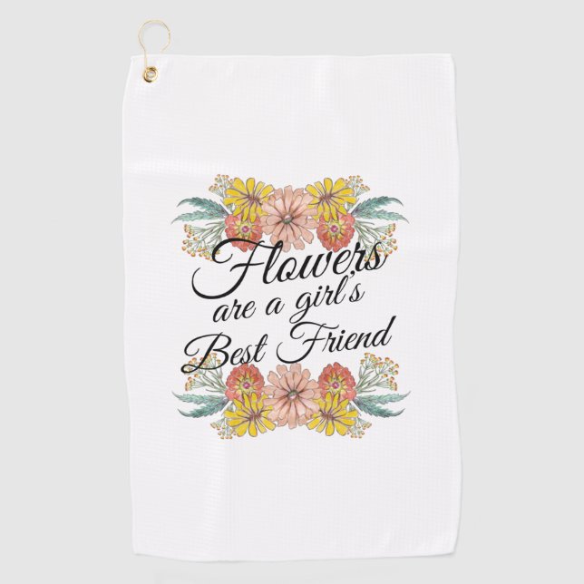 Blume sind ein Girl Best Friend - Zinnia Art Golfhandtuch (Vorderseite)