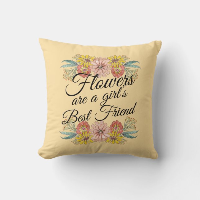 Blume sind ein Girl Best Friend - Zinnia Art Kissen (Vorderseite)