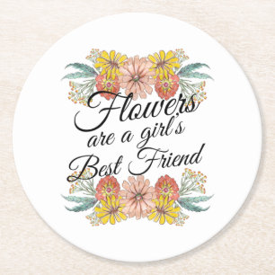 Blume sind ein Girl Best Friend - Zinnia Art Runder Pappuntersetzer