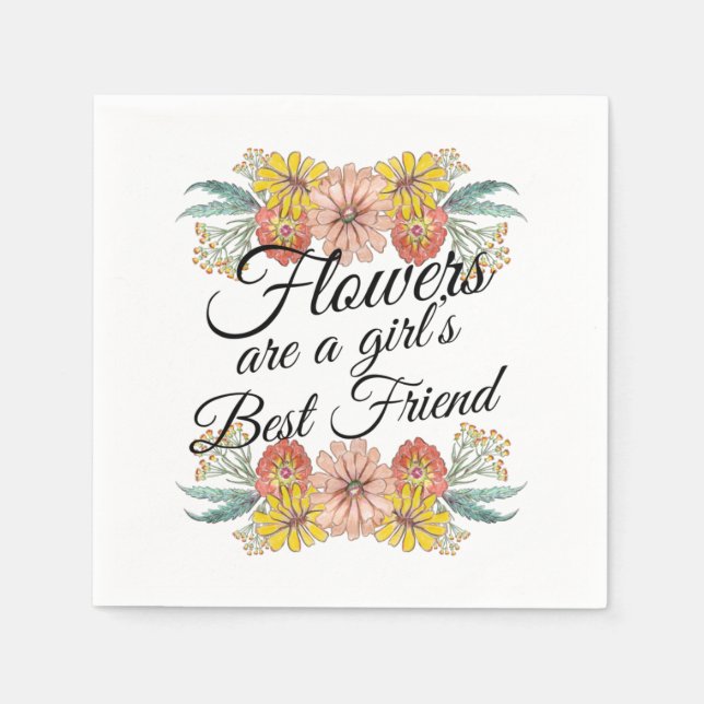 Blume sind ein Girl Best Friend - Zinnia Art Serviette (Vorderseite)