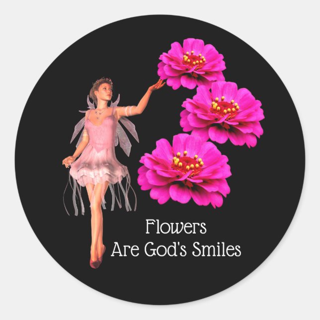 Blume sind Gottes Lächeln Inspiration Runder Aufkleber (Vorderseite)