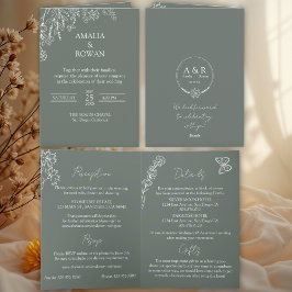 Blume Sirocco Green All-in-One Hochzeit Einladung