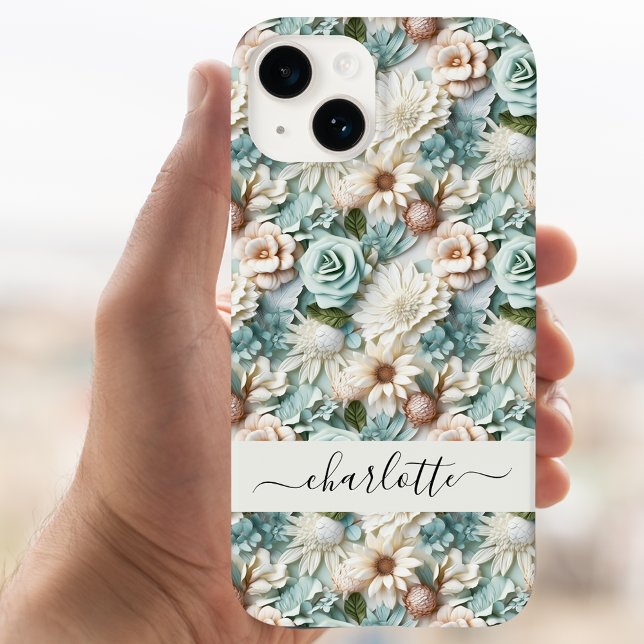 Blume-Skripte für verstaubte grüne Creme Case-Mate iPhone Hülle (Von Creator hochgeladen)