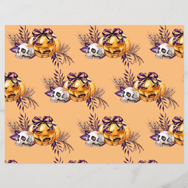 Blume Skull and Pumpkin Scrapbook Paper Flyer (Vorne)