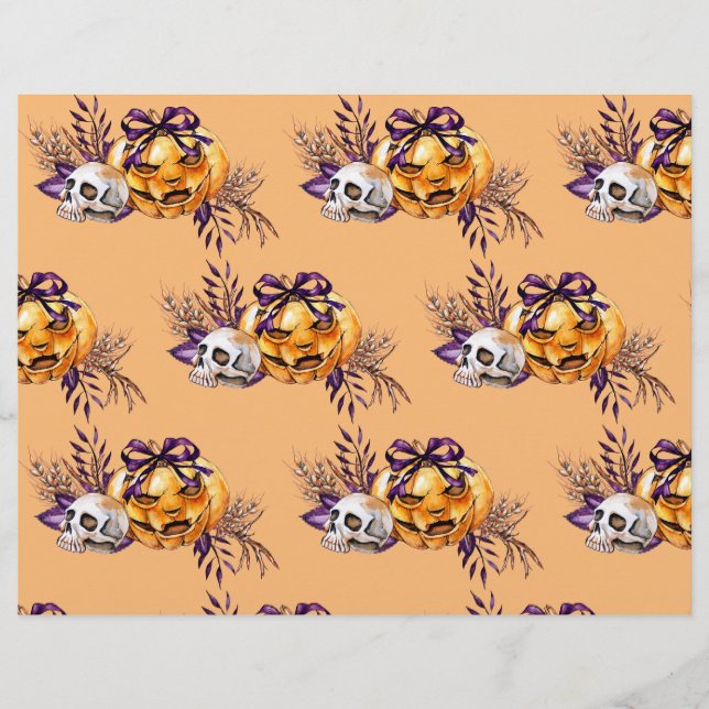 Blume Skull and Pumpkin Scrapbook Paper Flyer (Vorne)