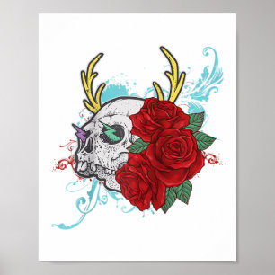 Blume Skull and Rose Tattoo Kunstgiesserei Poster