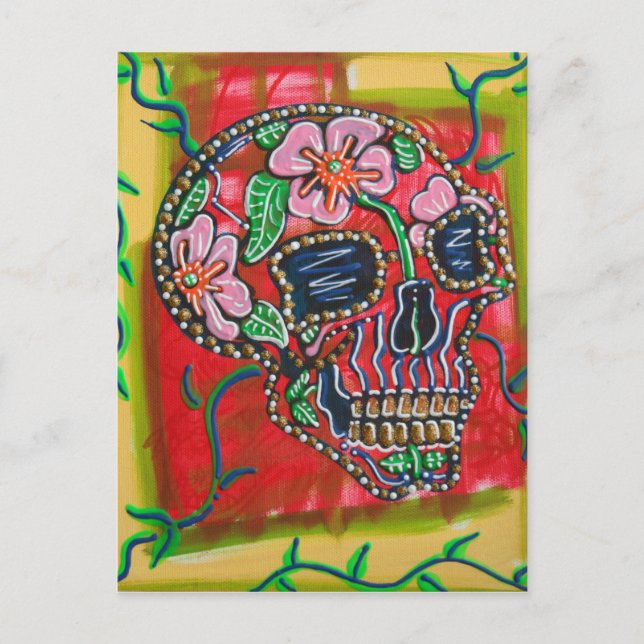 Blume Skull-Postkarten Postkarte (Vorderseite)