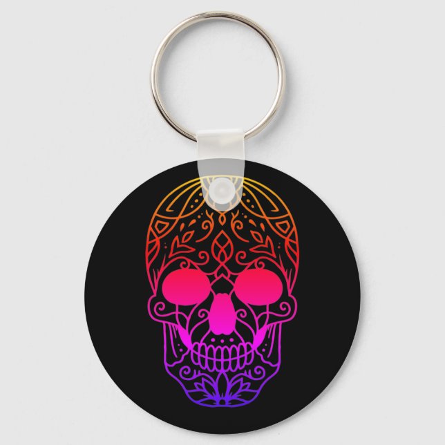Blume Skull Schlüsselanhänger (Vorderseite)