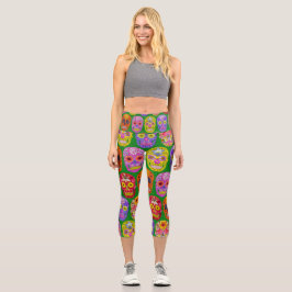 Blume Skulls Nahtloses Muster 2018 Capri Leggings