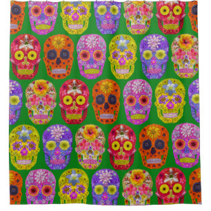 Blume Skulls Nahtloses Muster 2018 Duschvorhang