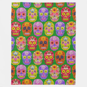 Blume Skulls Nahtloses Muster 2018 Fleecedecke