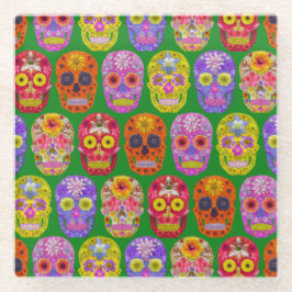 Blume Skulls Nahtloses Muster 2018 Glasuntersetzer