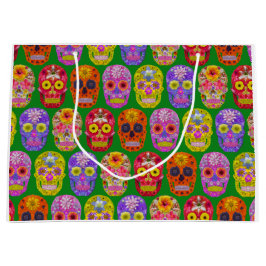 Blume Skulls Nahtloses Muster 2018 Große Geschenktüte