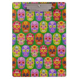 Blume Skulls Nahtloses Muster 2018 Klemmbrett