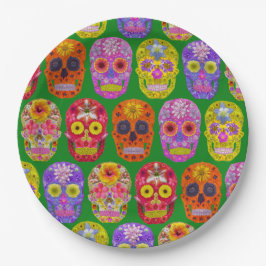 Blume Skulls Nahtloses Muster 2018 Pappteller