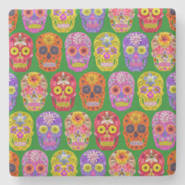 Blume Skulls Nahtloses Muster 2018 Steinuntersetzer