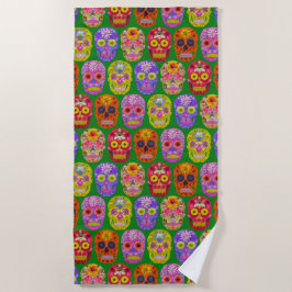 Blume Skulls Nahtloses Muster 2018 Strandtuch