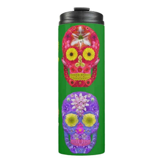 Blume Skulls Thermosbecher (Vorderseite)
