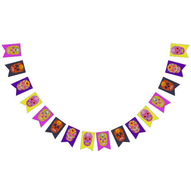 Blume Skulls Wimpelkette (Alle)