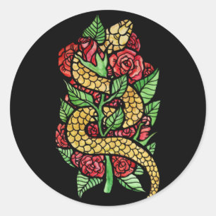 Blume Snake Runder Aufkleber
