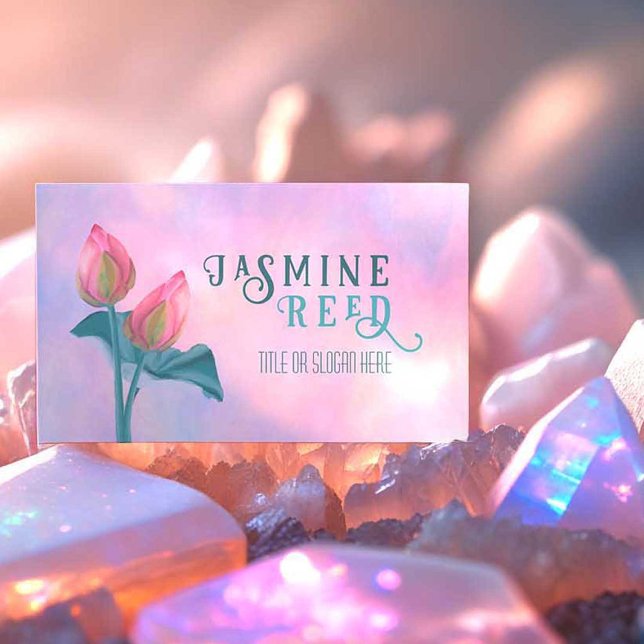 Blume Soft Pastel Opaleszenz Lotus Esthetiker Visitenkarte (If you a Reiki Master or an Healing Energy Therapist, this is the perfect beautiful business card!)