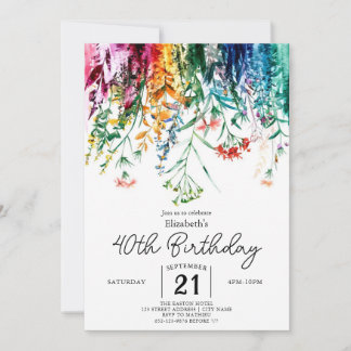Blume Sommerliche Wildblumen 40. Geburtstag Einladung