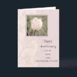 Blume Son & Daughter in Law Wedding Jubiläum Karte<br><div class="desc">Glückliche Hochzeitskarte für Sohn und Tochter im Jura mit hübschen rosa Tulpen und herzlichen Vers.</div>