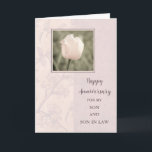 Blume Son & Son in Law Wedding Jubiläum Karte<br><div class="desc">Glückliche Hochzeitskarte für Jung und Sohn im Jura mit hübschen rosa Tulpen und herzlichen Vers.</div>
