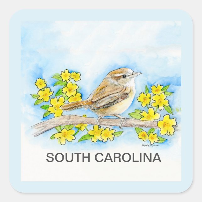 Blume South Carolina Quadratischer Aufkleber (Vorderseite)