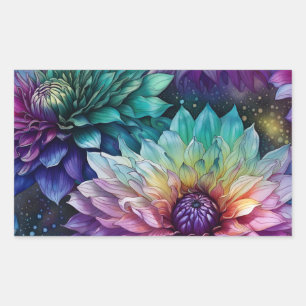 Blume Space Dahlia Rechteckiger Aufkleber