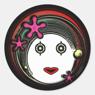 Blume Space GIrl Runder Aufkleber