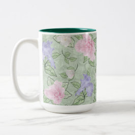 Blume spielen rosa Lavendelgrün antiken Look Zweifarbige Tasse