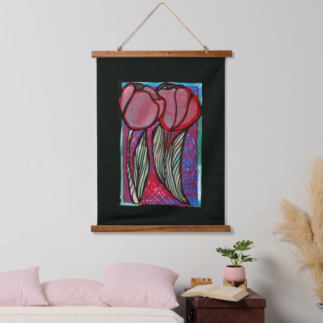 Blume Spring Tulips Wandteppich Mit Holzrahmen (Schlafzimmer)