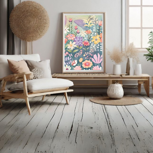 Blume-Springtime über Print-Poster Fotodruck (Flowers All Over Watercolor - Spring Photo Print)