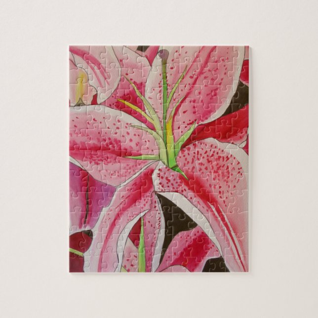 Blume Stargazer pink lila Aquarellkunst (Vertikal)