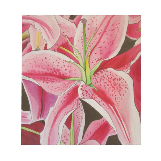 Blume Stargazer pink lila Aquarellkunst Notizblock (Vorderseite)