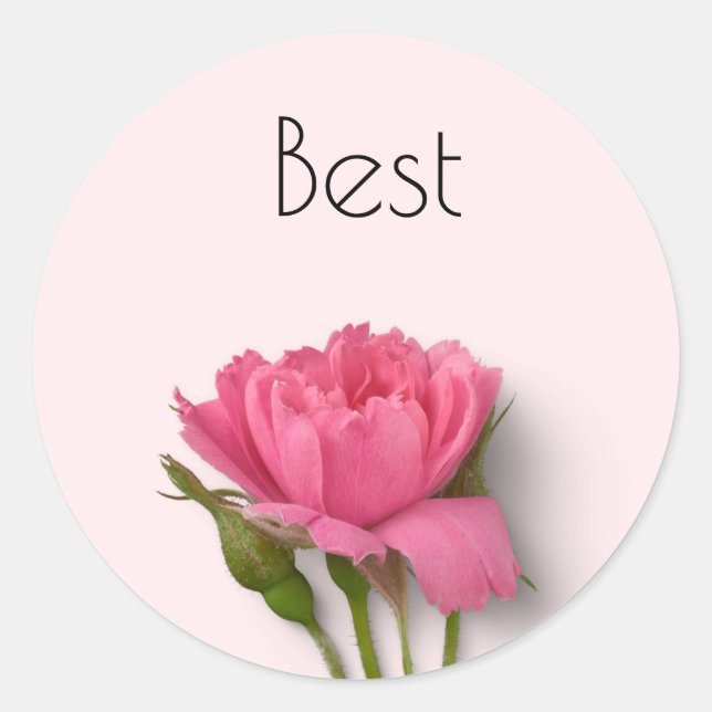 Blume-Sticker am besten wünscht Runder Aufkleber (Vorderseite)