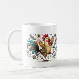 Blume Stil Rooster oder Hühnervolk Kaffeetasse