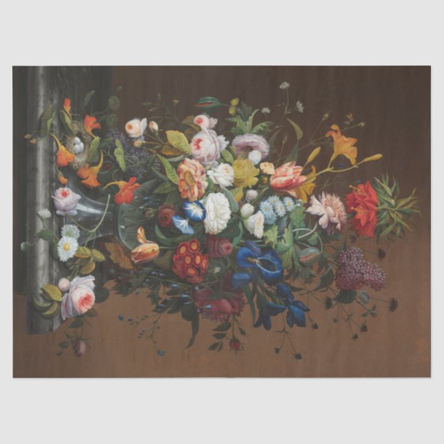 Blume Stillleben mit dem Vogelnest Severin Roesen Seidenpapier (Vorderseite)
