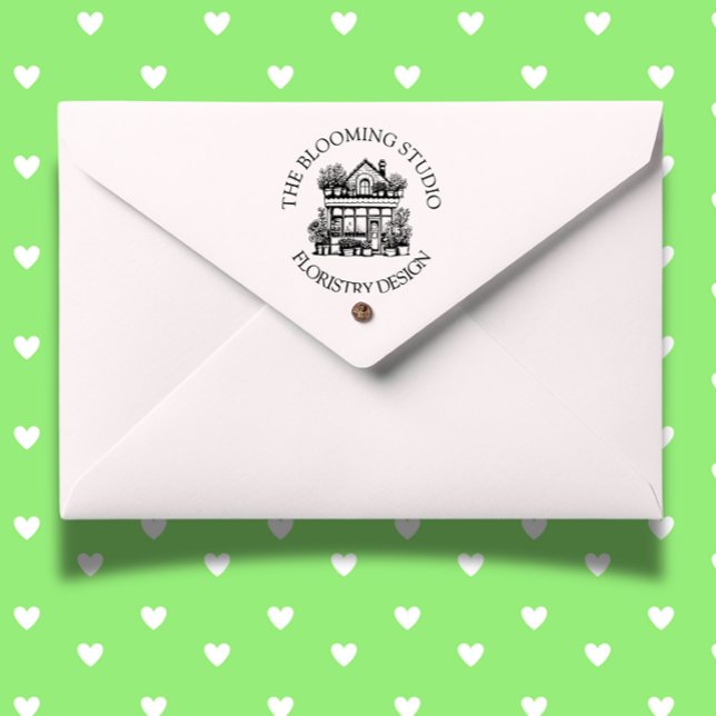 Blume Storefront Rubber Briefmarke Gummistempel (Personalize your crafts or business with a charming Flower Storefront Rubber Stamp.)