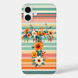 Blume Streifen Retro (T) iPhone 16 Plus Hülle
