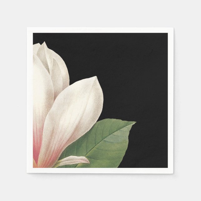 Blume SüdMagnolien | Rosa Schwarz Serviette (Vorderseite)