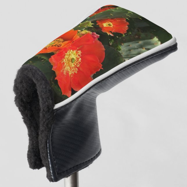 Blume Südwest Kaktus Hellrotes Blumenblut Golf Headcover (3/4 Vorderseite)
