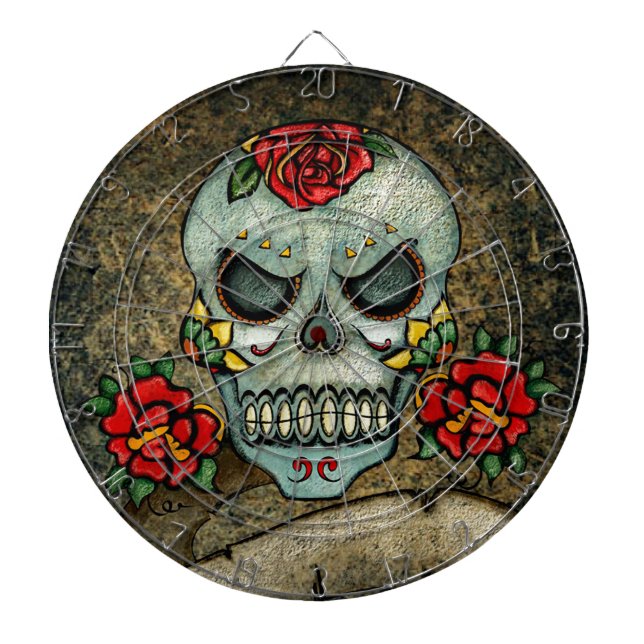 Blume Sugar Skull Dartscheibe (vorne)