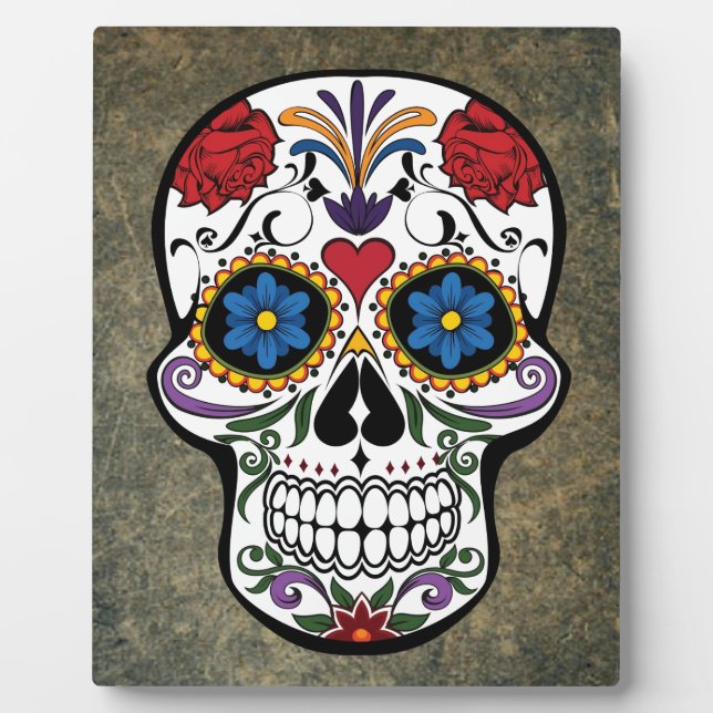 Blume Sugar Skull Fotoplatte (Vorderseite)