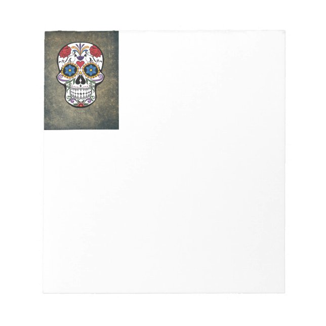 Blume Sugar Skull Notizblock (Vorderseite)