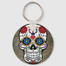 Blume Sugar Skull Schlüsselanhänger
