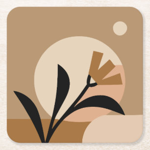 Blume Sun Boho Rechteckiger Pappuntersetzer
