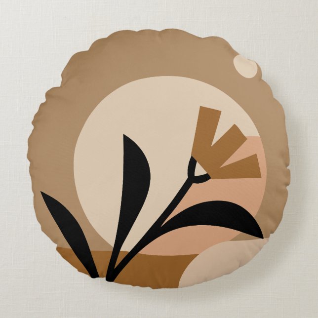 Blume Sun Boho Rundes Kissen (Vorderseite)