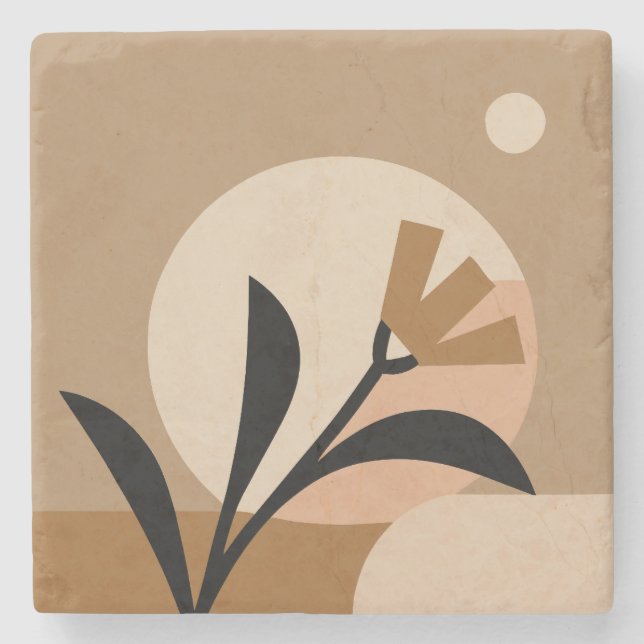 Blume Sun Boho Steinuntersetzer (Vorderseite)